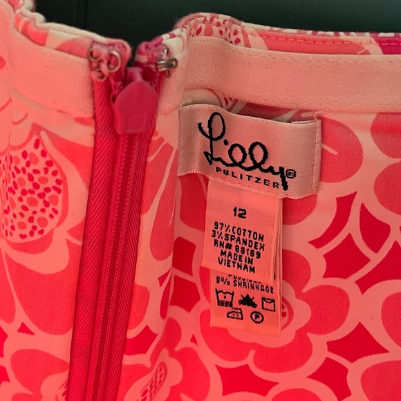 Vintage Lilly Pulitzer pink floral strapless dress sz 12 - Picture 4 of 5